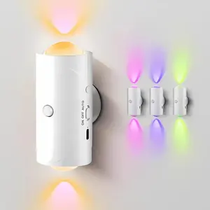 Smart Rechargeable LED Night Light with Motion Sensor – RGB Gradient Ambient Lighting, Dimmable Wall Lamp, Magnetic & Stick-On Design, USB Convenient Charging, Long-Lasting Battery, Perfect for Halloween Decor, Bedroom, Stairs, Hallway & Entryway