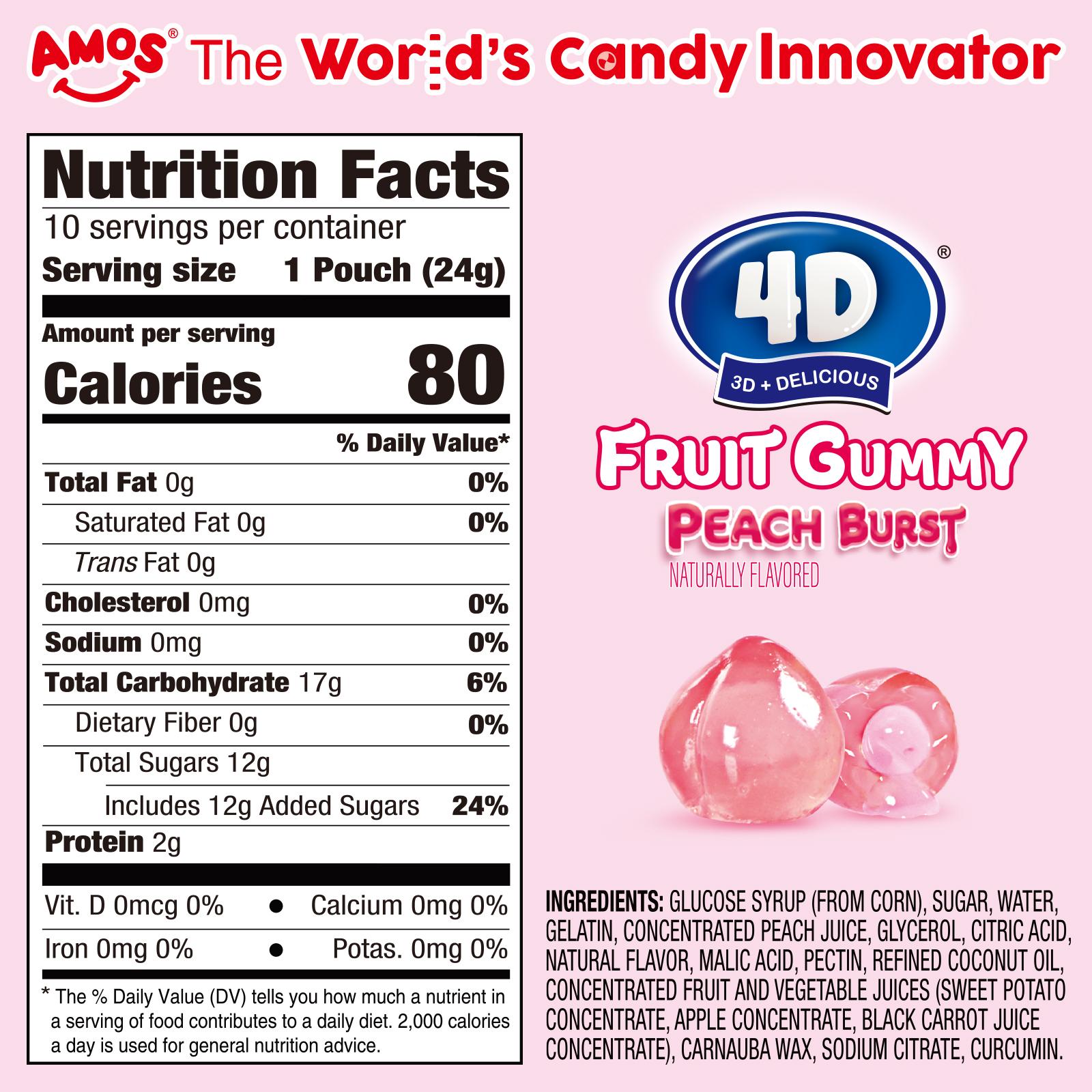 AMOS 4D Fruit Gummy - New Lemon Explosion 240g Bulk Pack Juicy Peach Strawberry Grape Pineapple Lemon Chewy Sweet Candy Fruit Snack Gluten Free Real Juice - Candy AMOS 4D Fruit Gummy - New Lemon Explosion 240g Bulk Pack Juicy Peach Strawberry Grape Pineapple Lemon Chewy Sweet Candy Fruit Snack Gluten Free Real Juice - Candy