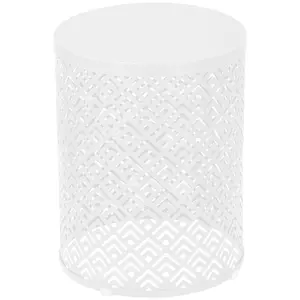 Outdoor Nesting Side Table Set of 3, Round Patio Accent Table, Metal Frame End Table for Indoor Outdoor, 12", 14", 16"H, White