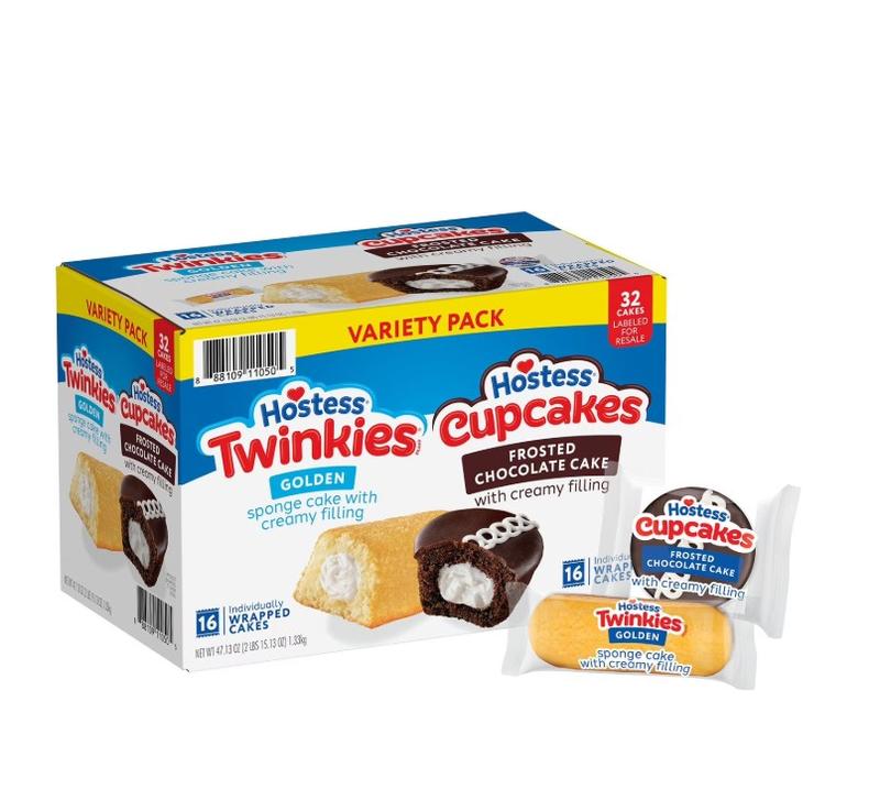 Hostess Twinkies & Cupcakes Variety Pack Snack Cakes 32 pk Delicious Assorted Dessert Golden Sponge Cake with Creamy Filling Frosted Chocolate Cake