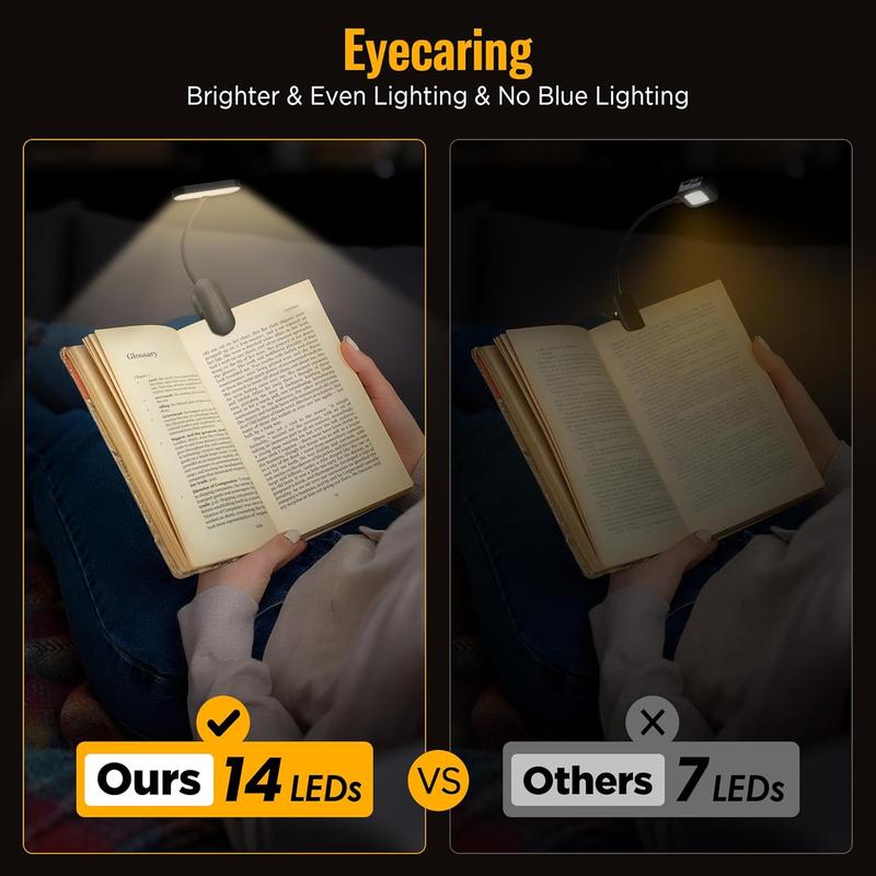 Clip-On 3-Color Temperature LED Reading Light! Flexible Gooseneck, Student Dorm & Bedside Lamp, Eye-Care Night Light