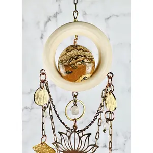 Picture Jasper, Moonstone, Pink Aventurine, Peach Chalcedony Wall Art, Manifestation Charm