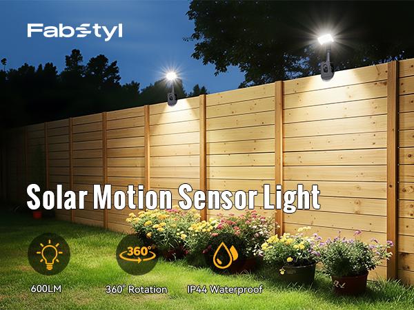 FABSTYL Solar Clip Lights with Motion Sensor,IP65 Waterproof Wireless Security Lighting for Yard, 4-Color Adjustable Outdoor Solar Flashlight with Remote Durable High Lumens 2 Pack