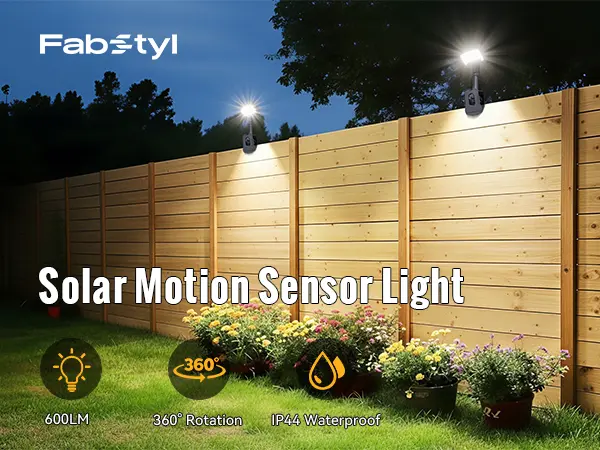 FABSTYL Solar Clip Light - Rechargeable Lithium Ion Battery, Motion Sensor Boosts Safety, Remote Control, 3 Lighting Modes, IP65 Water Resistant, Plastic Body, No Wiring Auto Shut-Off Portable Outdoor Lighting for Yard Use