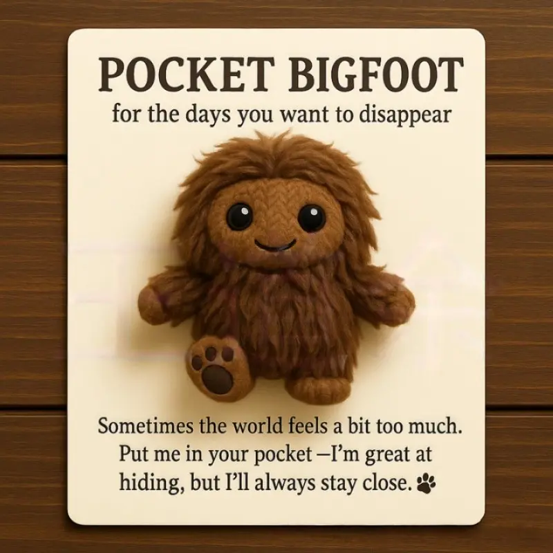 Emotional Pocket Bigfoot Plush Doll, Mini Huggable Bigfoot, Soft Stuffed Animal, Adorable Cuddly Toy, Cute Stuffies, Perfect Gift, Stuffed Animal Gifts