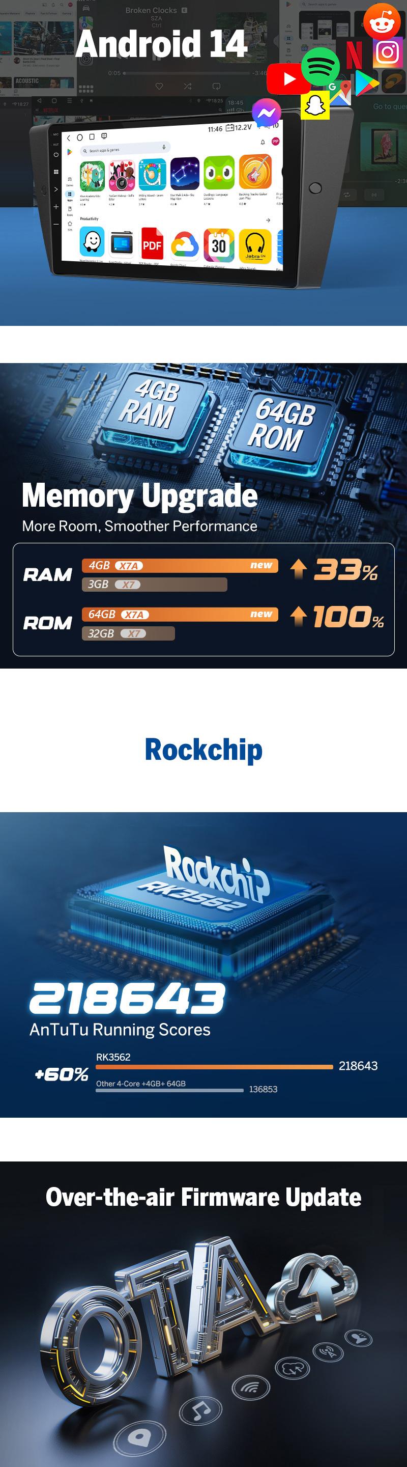 EONON Car Stereo for BMW 3 Series 325i, 328i, 330i, 335i (E90, E91, E92, E93) 2005-2013, BMW M3 2007-2012, Wireless CarPlay & Android Auto Car Radio, 9" Android 14 Touchscreen Head Unit, Bluetooth, GPS, Wi-Fi, Sub, SWC - E90X7A