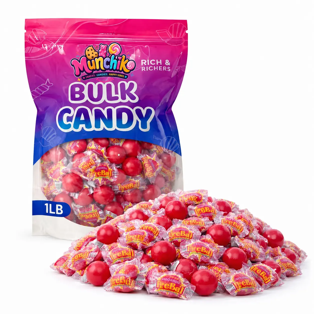Wonka Atomic Fireball Cinnamon Flavor Candy, Individually Wrapped 1 Lb Snack Pack (60 Count), Classic Sweet Treat for Halloween Trick-or-Treat, Birthday