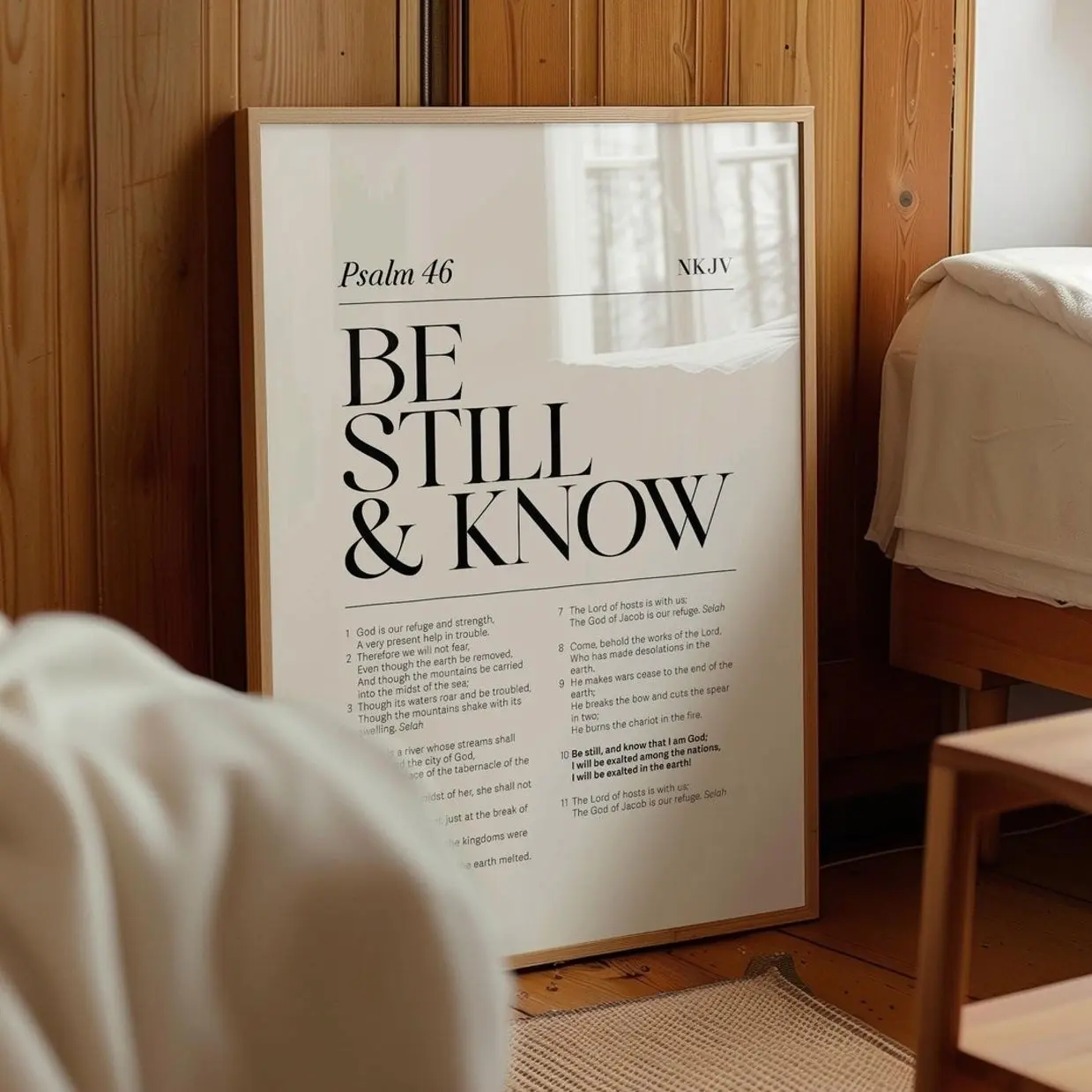 Bible Chapter Poster, Prayer Room Wall Art, Modern Minimalist Christian Wall Art, Psalm 46 Be Still And Know Printable, Bible Verse Wall Art, Room Decor, Unframed