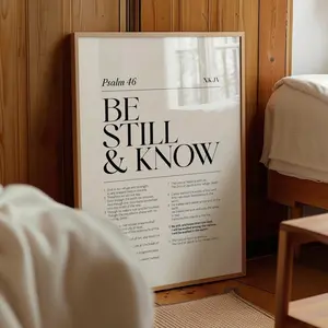 Bible Chapter Poster, Prayer Room Wall Art, Modern Minimalist Christian Wall Art, Psalm 46 Be Still And Know Printable, Bible Verse Wall Art, Room Decor, Unframed