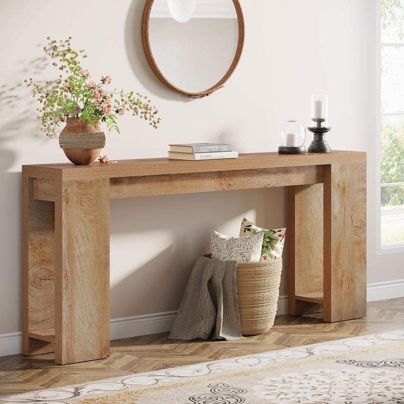 Spaco 70.9-Inch Extra Long Console Table, Farmhouse Wood Sofa Table Behind Couch, Narrow Entryway Accent Table for Living Room, Hallway, Entrance, Foyer