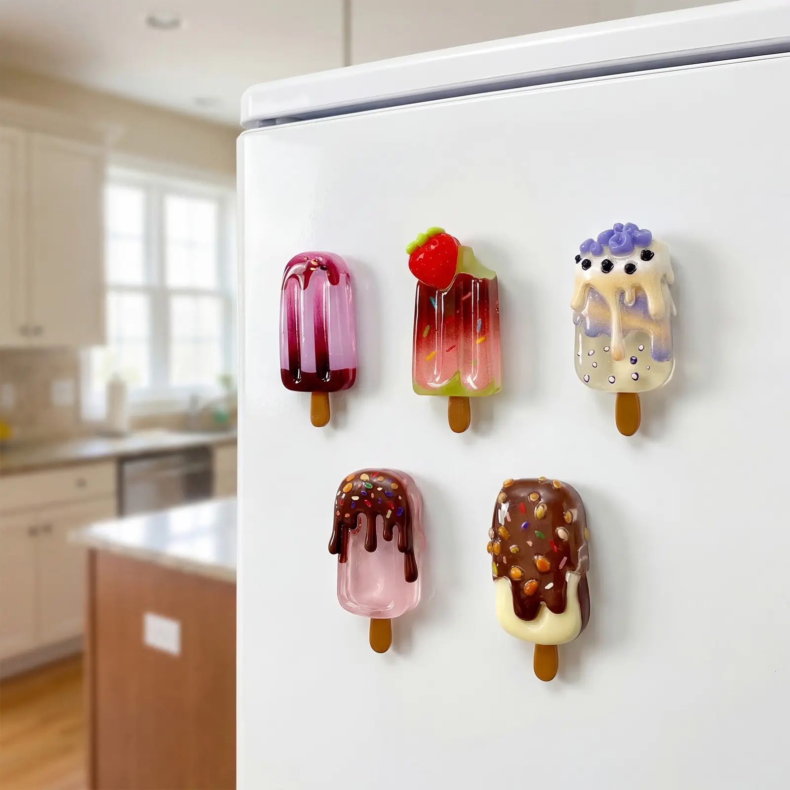 Cute Ice Cream Lollipop Refrigerator Magnets Set, Kitchen Decor, Office Organization, Cabinet Door Decoration, Home Workplace Fridge Magnet, Refrigerator Decorating Magnet, Refrigerator Magnets Decorative, Magnetic Refrigerator Magnets