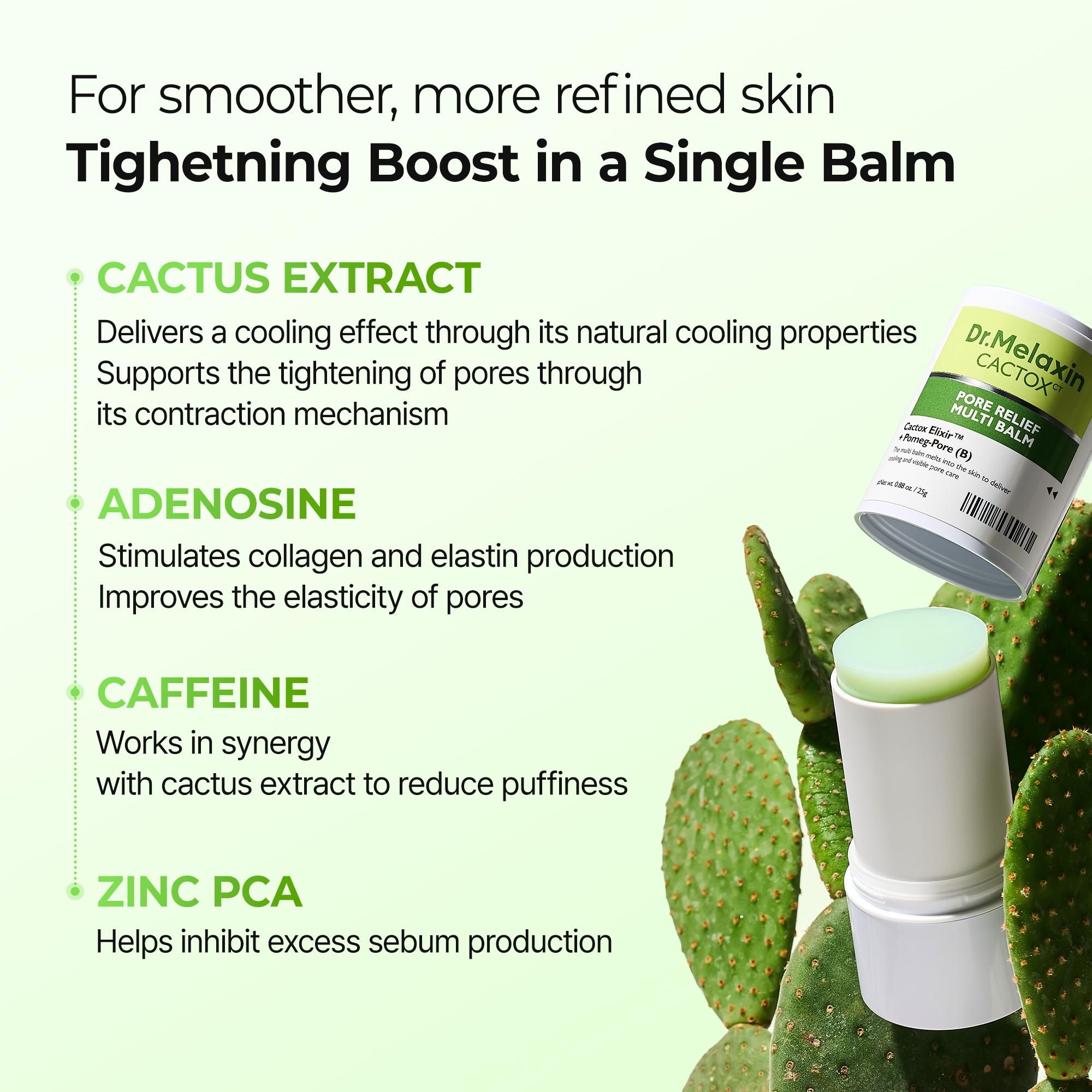 [Dr.Melaxin Official] CACTOX PORE RELIEF MULTI BALM with Cactus Cooling Reduce Puffiness & Pore Tightening for Visible Pore Care Skin Repair