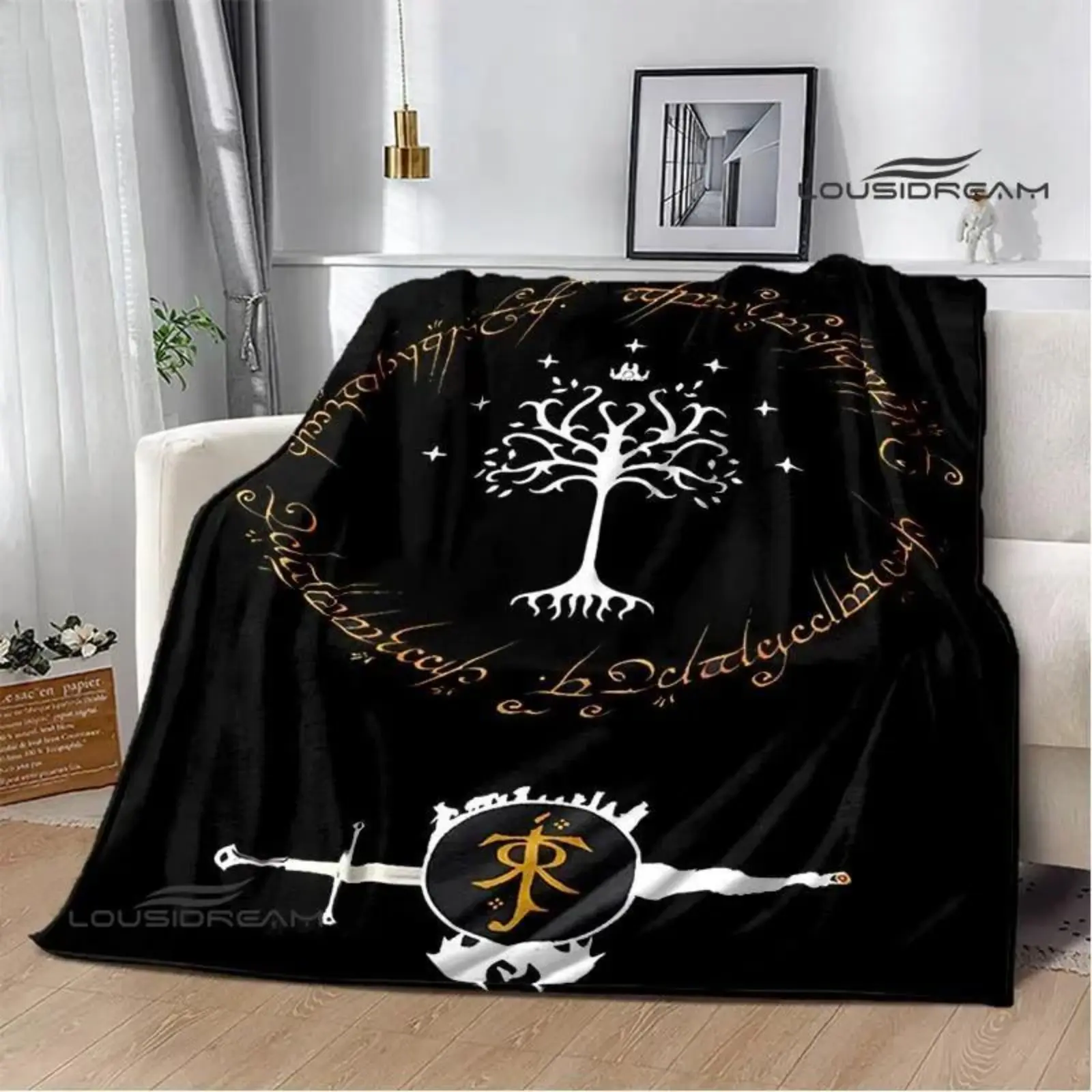 softL-Lord of the Rings printed blanket Warm Flannel Blankets Soft and Comfortable Home Travel Blanket bed linings Birthday Gift