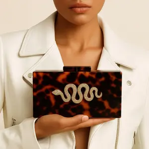 Leopard Print Acrylic Clutch – Retro Hard Shell Statement Bag
