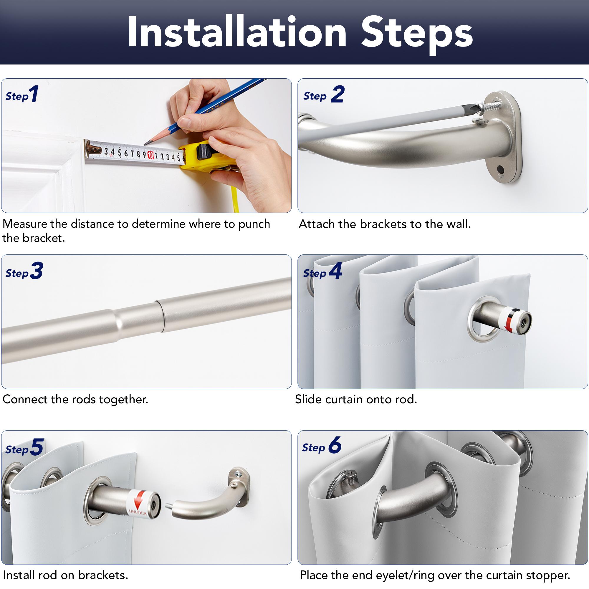 16/19mm Curtain Rod with TT Bent Brackets | Full Blackout Wraparound Rod | Heavy Duty