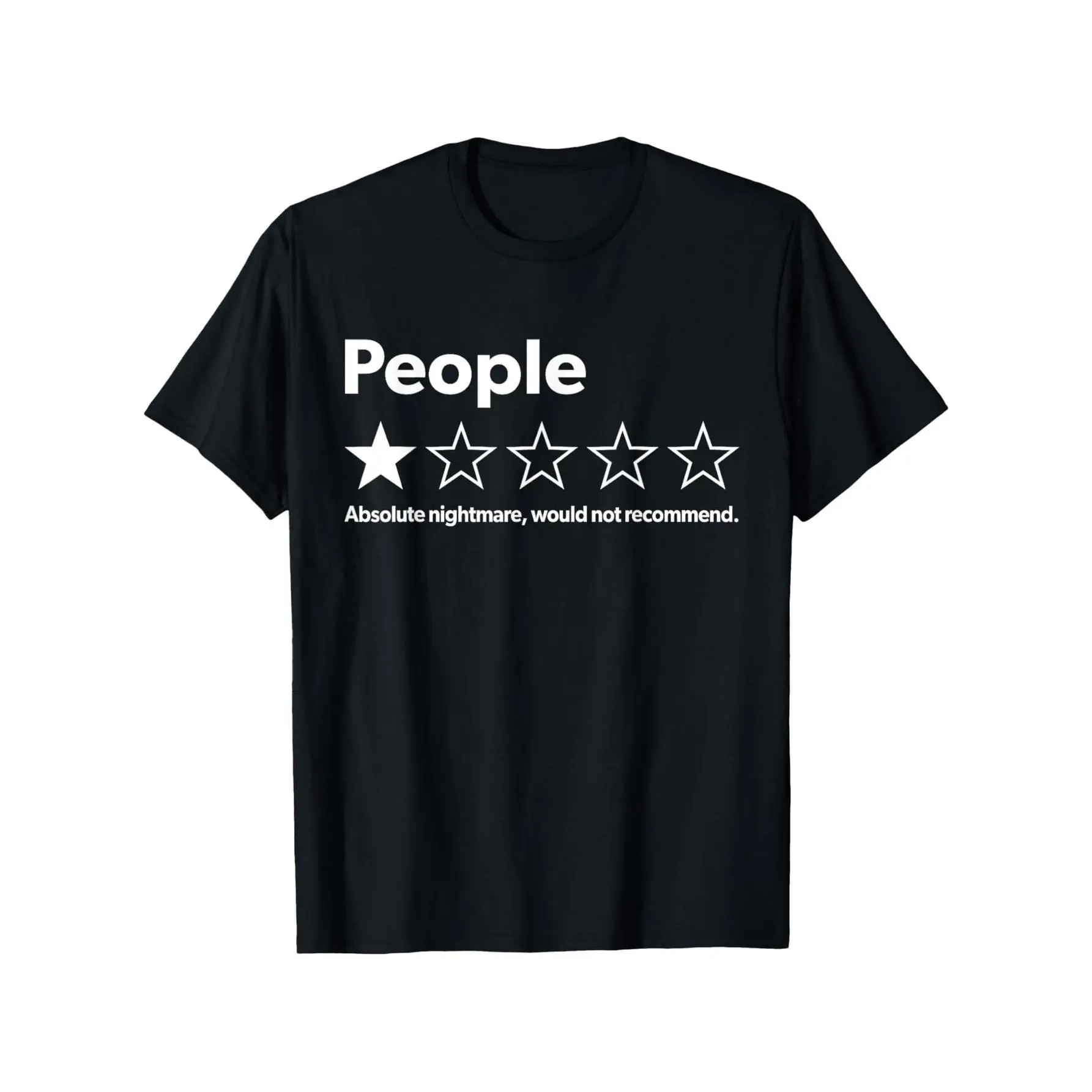 Unisex Adult 100% Cotton Short-Sleeve Streetwear T-Shirt - Black, Funny 1-Star Review Graphic Top, Casual Outdoor Garment for Men & Women