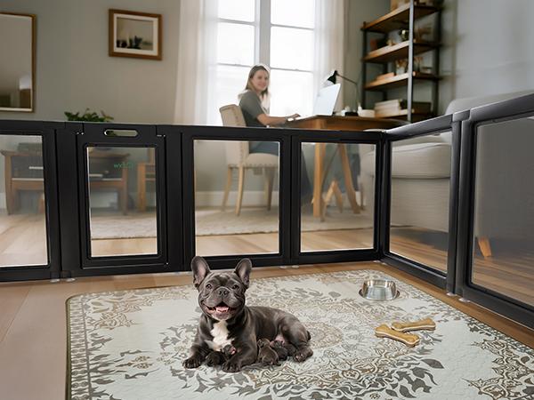 FXW AuraSpace Acrylic Indoor Dog Playpen for Puppies/Small/Medium Dogs, Black