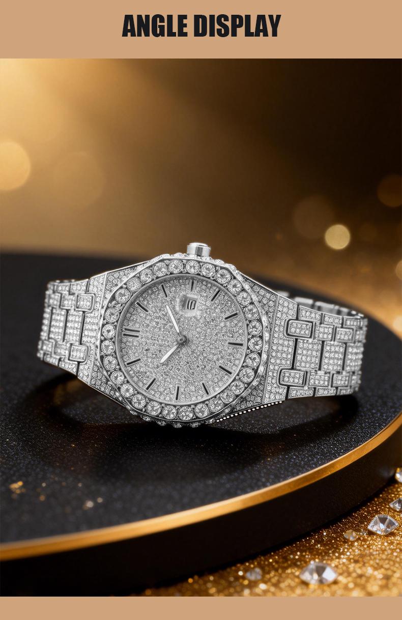 Luxury Rhinestone Embellished Jumpstart sale Classic round dial -Dial Quartz Watch with Gift BoxIncluded Fashion Timeless Classic Watch Holiday Haul  Flash Sale diamond men  Shine at work, lead with brilliance.