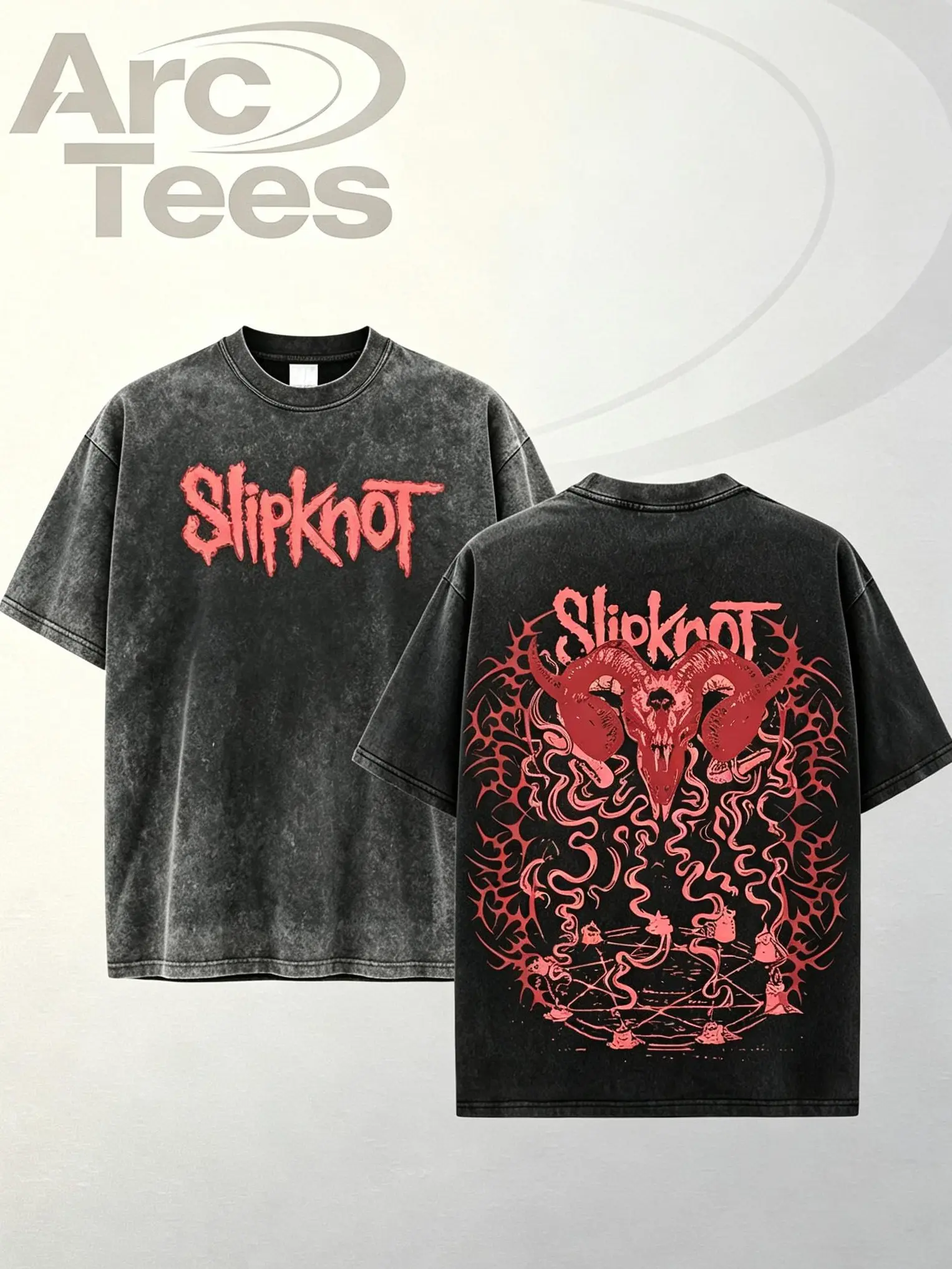 [ArcT] Slipknot 25TH ANNIVERSARY Retro Unisex 100% Heavyweight Cotton T-Shirt, Acid Washed tee – 100% Heavy Cotton Rock Groove Metal Tee, Groove Metal Rock Band Shirt, Oversized Vintage Tee, Heavy Metal Merch, Gift for Rock Fans