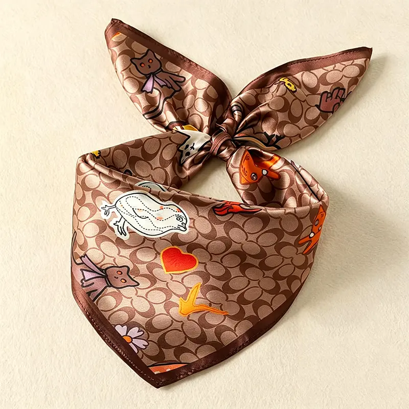 Women's Square Scarf, Silk Scarf, Women's Summer Thin Sunscreen, Spring and Autumn Women's Headscarf, Baotou Scarf, Tie Bag, Hairband, Belt, Shawl, Face Mask