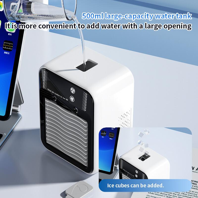 Energy Saving Portable Air Cooler Eco Friendly Evaporative Cooling Technology USB Powered 3 in 1 Air Conditioner Fan with Humidifier for Small Spaces Adjustable Cable