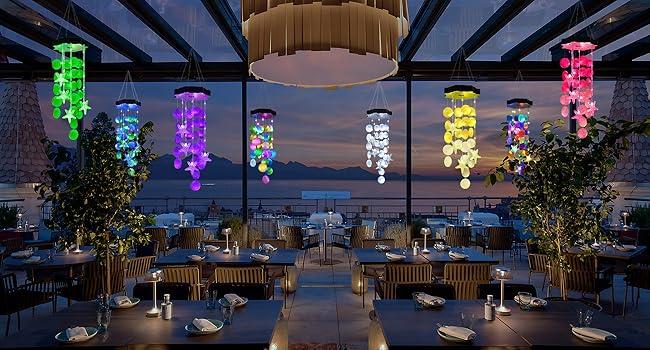 Solar-powered outdoor Christmas wind chime lights (colorful) – an ideal holiday gift, shell design, perfect for mom, grandma, and girls; waterproof outdoor decorative pendant lights, suitable for party decorations, gardens, porches, and patios.