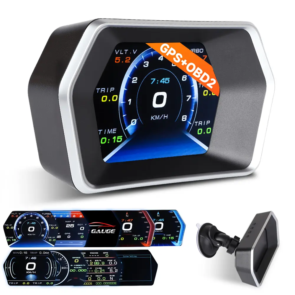 3'' OBD2+GPS Head-Up Digital Dashboard Speedometer Car Monitor - OBD Multifunction LCD Display for 2008+ OBD2-Equipped Vehicles, Supports KM/H & MPH, Cars Accessories, Father's Day Gift, Car Accessories