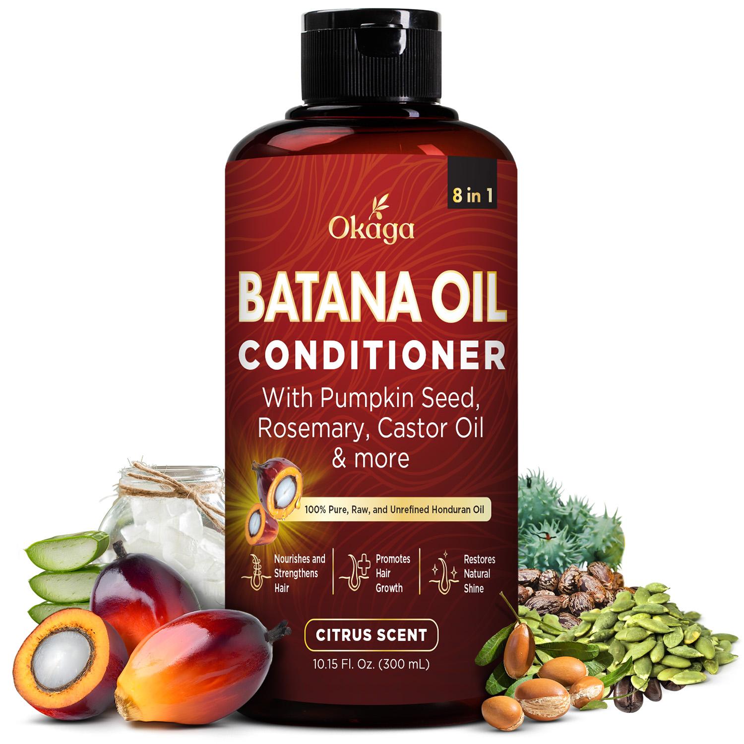 Okaga Shower Set - Batana Oil Shampoo & Conditioner - 8 in 1 Organic Hair & Scalp Care - Hair Growth, Moisturizing, Anti Frizz, Strengthening- (2 x 300 mL)