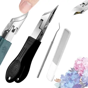 Eagle Beak Beveled Nail Clippers,Wide Jaw Opening Anti-Splash Slanted Nail Clipper,Edge Nail Clippers 3-Piece Set,Long Handle Wide Jaw Opening Anti-Splash Slanted Nail Clipper for Men Women(Green)
