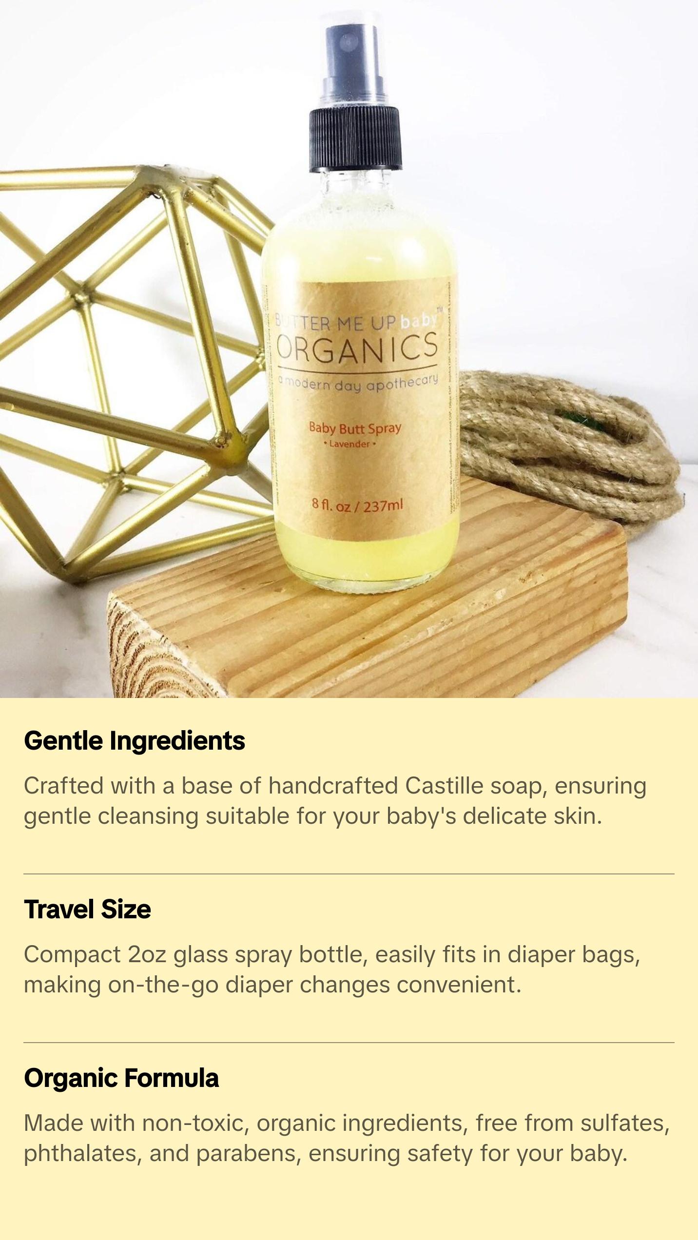 Organic Baby Butt Spray Diaper Changing Spray- Travel Size