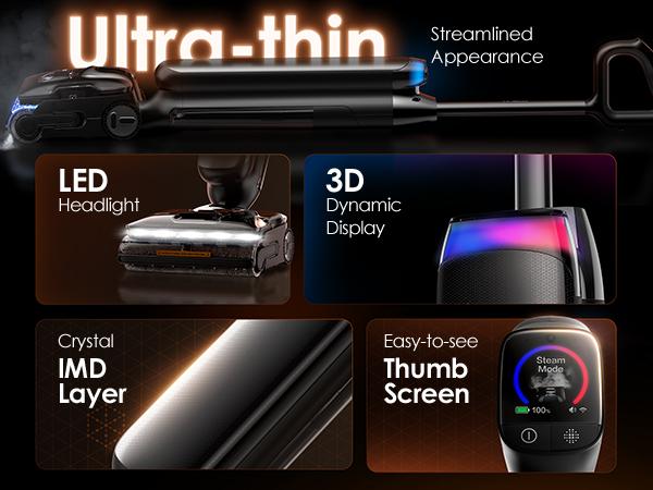 Tineco Floor One S9 Artist Steam Wet Dry Vacuum Cleaner, High-temp Steam Cleaning, 22kPa Suction, 360° SmoothDrive, Anti-Tangle Design, 185°F Flashdry, Long Runtime, 180° Lay-Flat