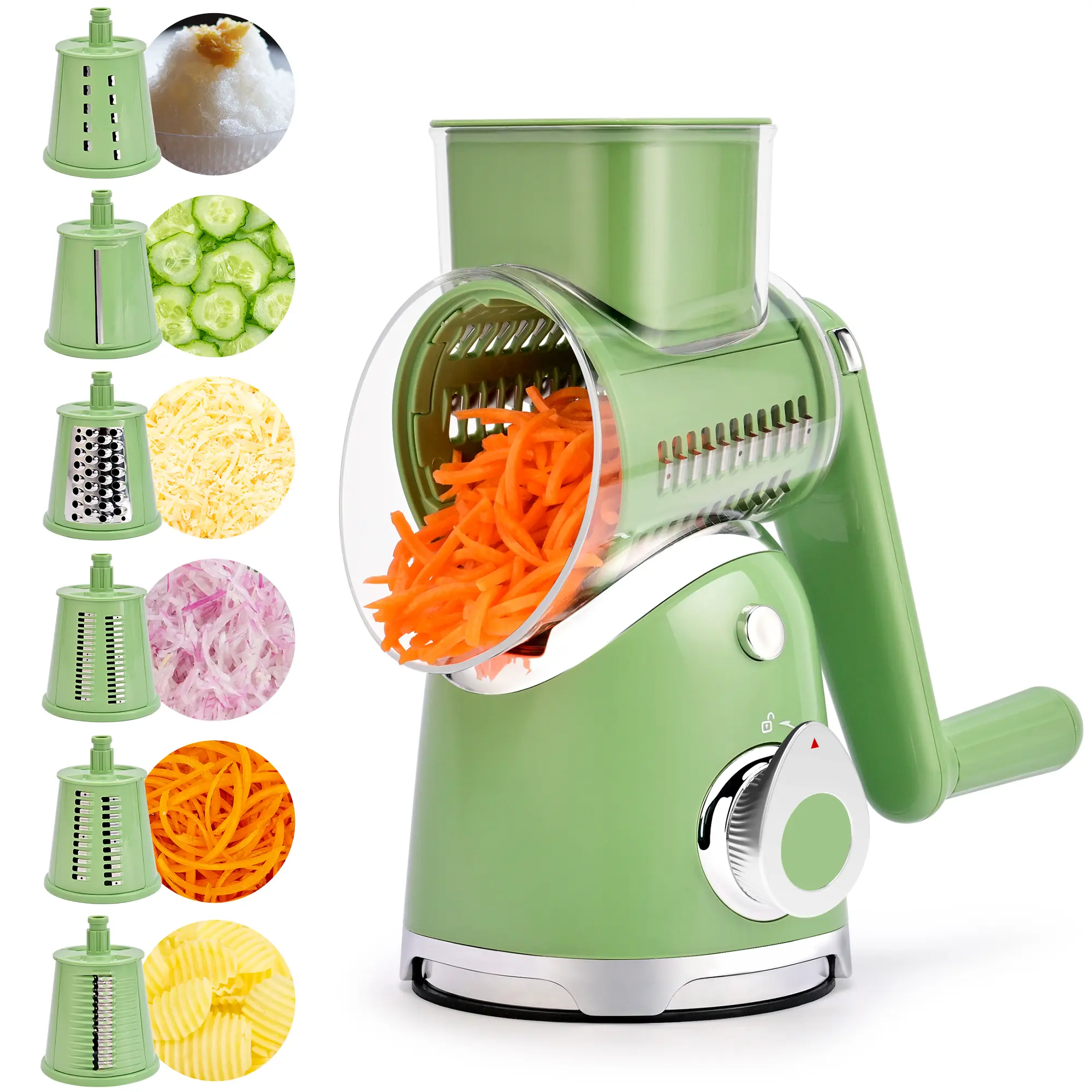 SUSTEAS Vegetable Chopper 18/10 Stainless Steel with 6 Replaceable Blades, Strong Suction Cup Base, Durable Design for Easy Cooking Kitchenware Utensils New Green summerwins,home essentials tiktokshopbacktoschool