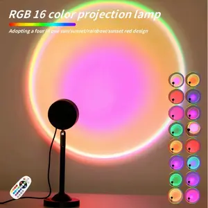 16-Color Sunset Projector Lamp with 180° Rotating Head - Remote Control RGB Galaxy Light for Bedroom Decor, Home Theater Mood Lighting & Party Atmosphere - USB Powered Desk/Wall/Ceiling Projection Light lamp projector fall