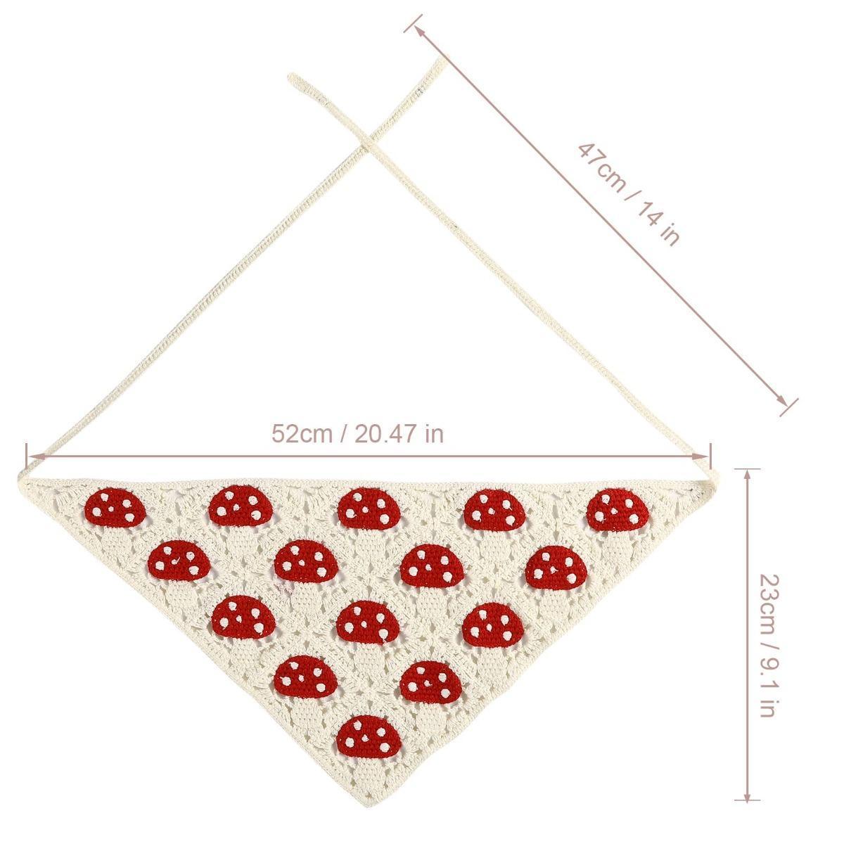 AWAYTR 2Pcs/Set Knitted Bandana Strawberry Mushroom Pattern Head Kerchief Hair Scarf Hair Scarves Crochet headband Tie Back Headwrap