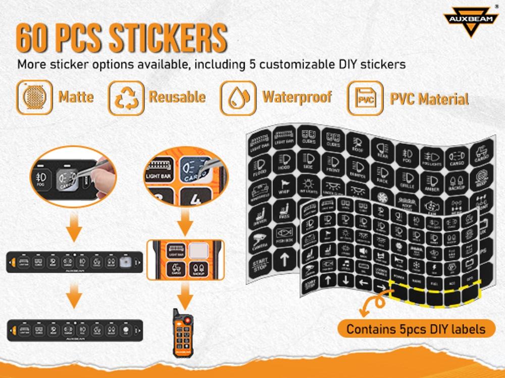 Auxbeam 8 Gang Slim Switch Panel Bluetooth RGB AS-800 with APP Remote Control Toggle Momentary Pulsed Switch Pod Off Backlight for Truck Offroad UTV ATV Car Marine 12-24V Waterproof