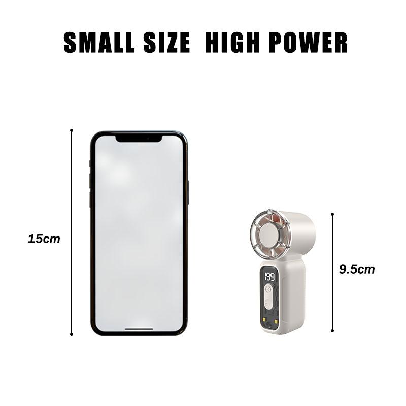 Mini Multipurpose Handheld Fan, Powerful Turbo Portable Fan with Speed Levels 1–199, 18,000 RPM High-Speed Motor, 3–13 h Max Cooling Time, 3600mAh Rechargeable Battery, Pocket Personal Travel Gadget for Women and Men