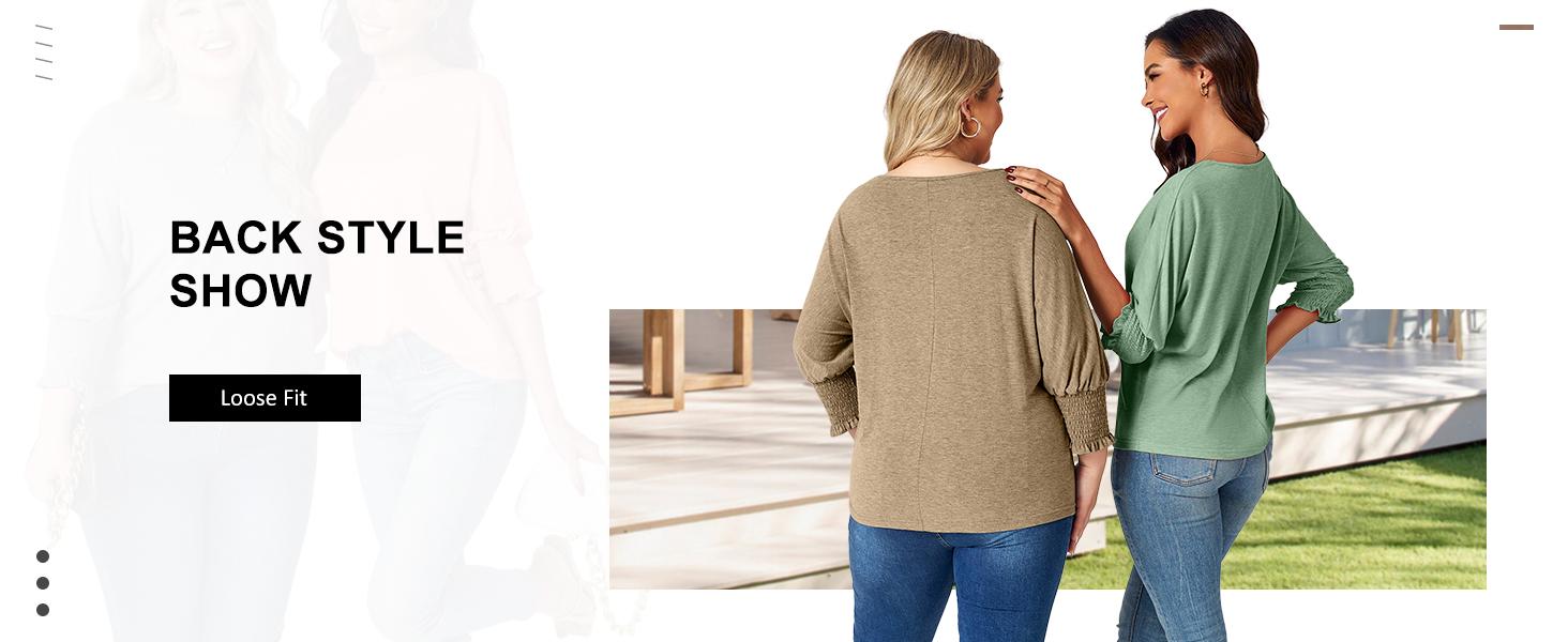 PiePieBuy  Women's 3/4 Sleeve Blouse - Solid Color Crew Neck Shirt | Loose Fit Casual Top Basic Comfort Tshirt Crewneck Womenswear Fitted Streetwear casual outfits women