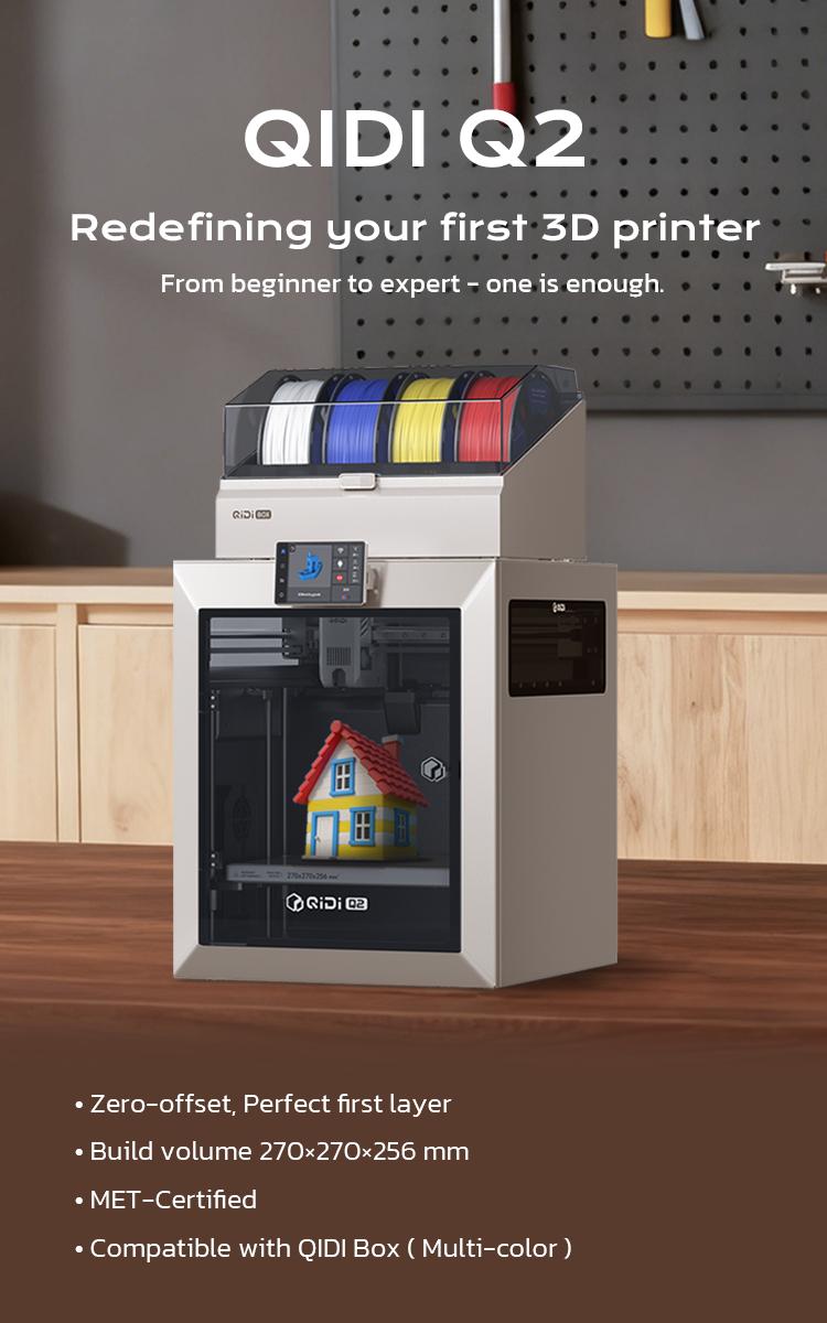 QIDI Q2 3D Printer, New for 2025, Supports Multi-Color and Multi-Material Special Printing, high Speed & Precision, 65°C Heating Chamber, AI Camera, Enclosed CoreXY, 270 x 270 x 256 mm Build Volume