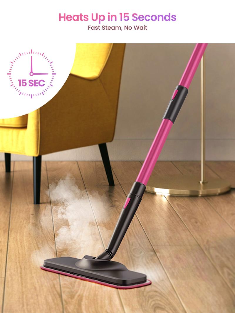 Schenley 19-in-1 Steam Mop Dual-Rod Design with Detachable Handheld Steamer for Walls, Grouts, Hard Floors, Tiles, includes Multi-purpose Accessories, Washable Microfiber Pads and Disposable Pads