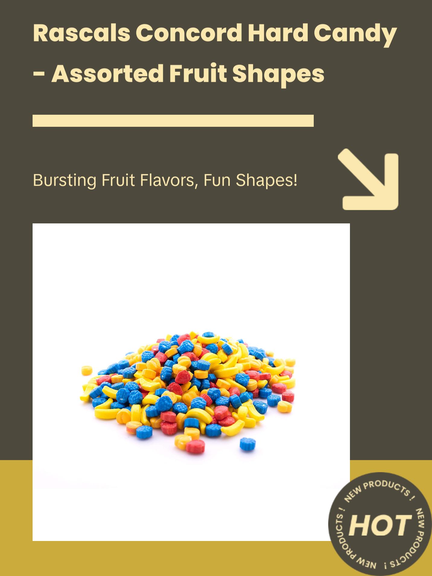 Rascals Concord Hard Candy Assorted Fruit Shapes Flavors 1 2 3 5 Pound ...