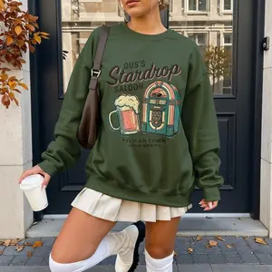 Stardew Valley Stardrop Saloon Sweatshirt - Gus's Good Spirits, Cozy Gaming Crewneck, Fan Merch Gift, Pelican Town Shirt, Game Lover Cute Clothes, Aesthetic Top Gift for Gamer Girl Women Men Her Him