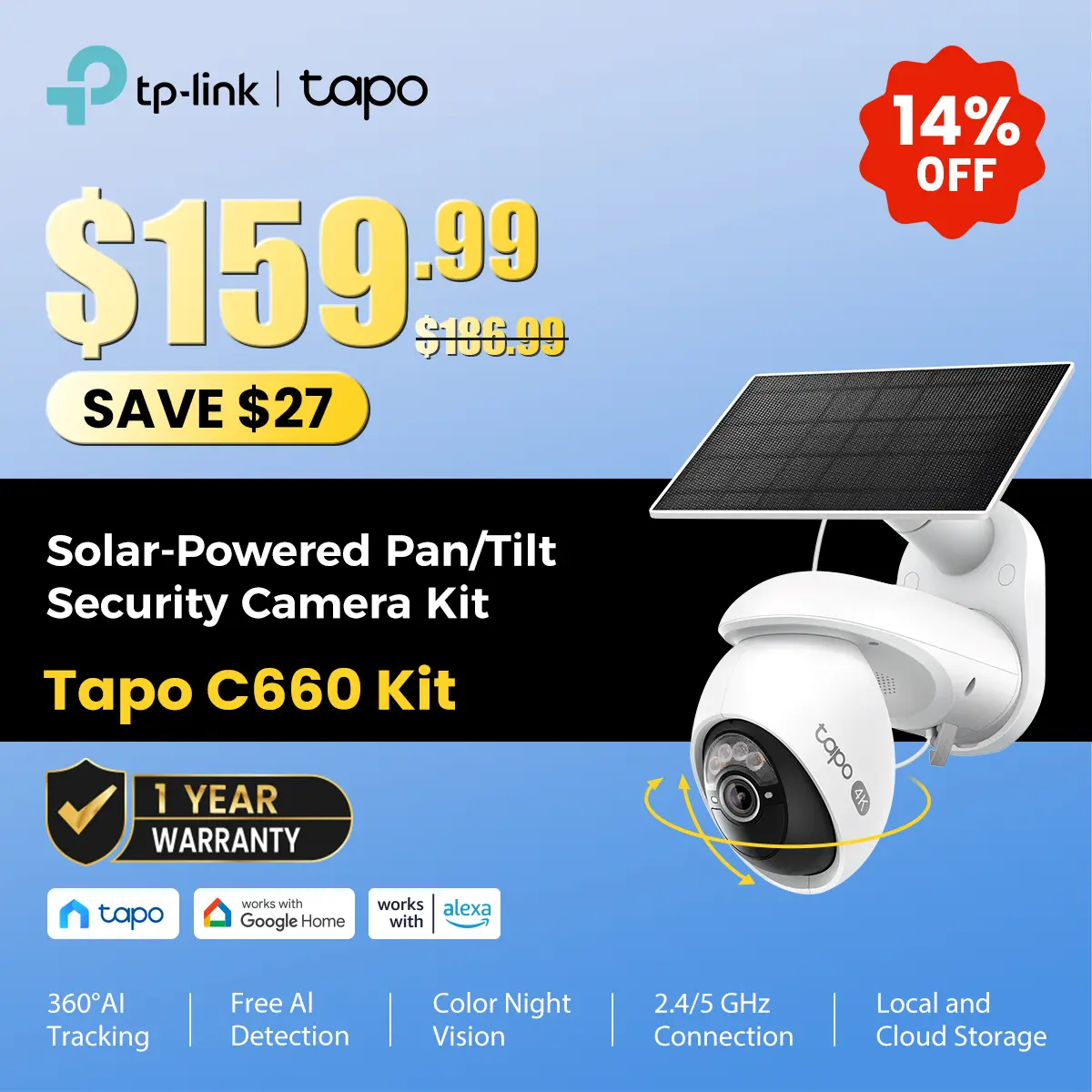 TP-Link & Tapo C660 KiT 4K Solar Security｜360° AI Tracking｜Starlight Color Night Vision｜Free Local Storage｜No Wires,back to school,back to school haul