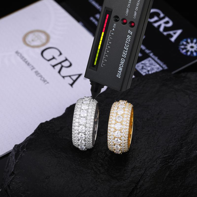 【D1 R60】UCCIYO Fine Jewelry VVS1 Synthetic Moissanite Rings For Men Hip Hop Pave Setting S925 Sterling Silver Rings Hip Hop Jewelry Engagement Wedding Bands