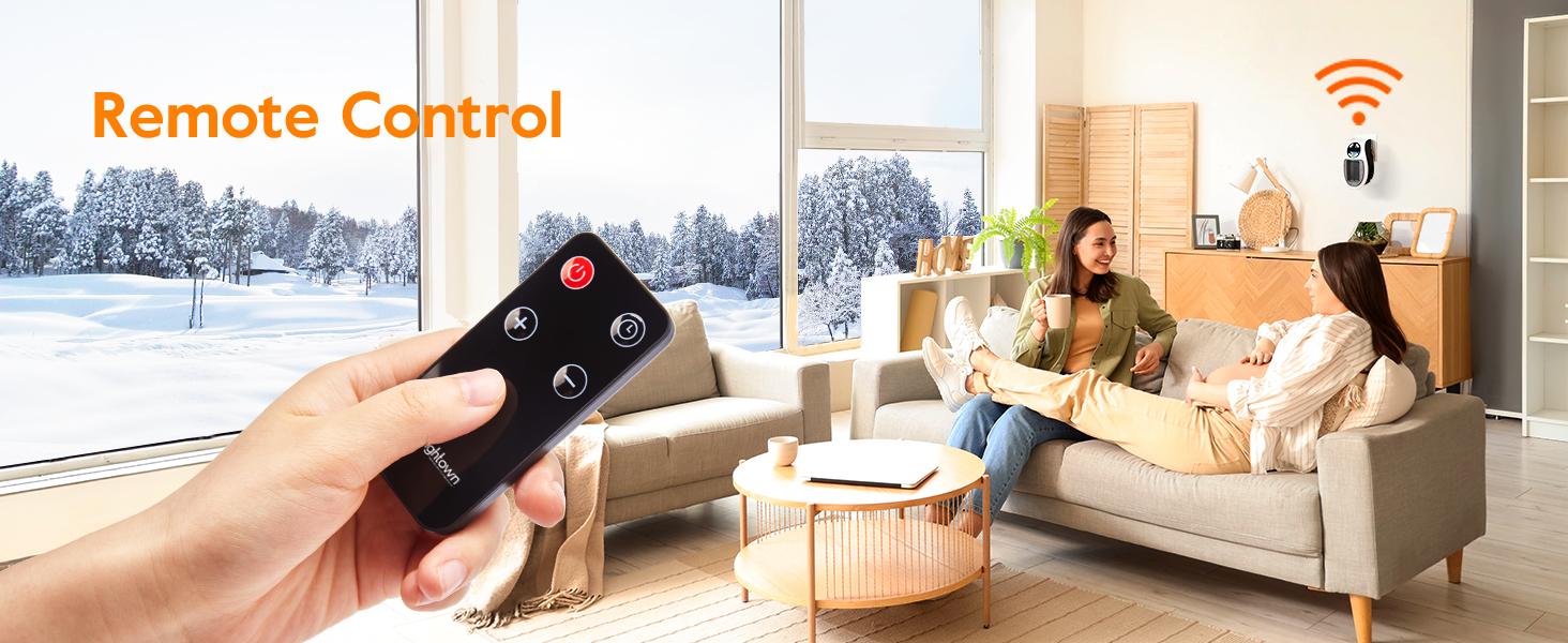 Brightown Wall Plug In Heater 450W Portable Outlet Heater with Remote Control Clear LED Display Adjustable Thermostat 12H Timer for Indoor Use Bathroom Office
