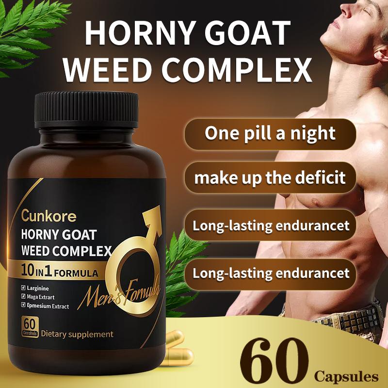 Cunkore NEW 10-in-1 Horny Goat Weed Complex with L-Arginine Maca Magnesium Valerian Root  Luteolin L-Theanine Epimediu Bathroom m&Ashwagandha Capsules 60-EnergyCirculation,Vegan Prostate Support &robust,Fitness Supplement Natural Edible Healthcare Dietary