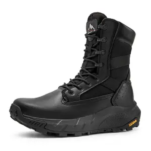 NORTIV 8 High-Top Side Zip Military Security Boots Black Footwear Closed Boy Patrol Shoes Worker