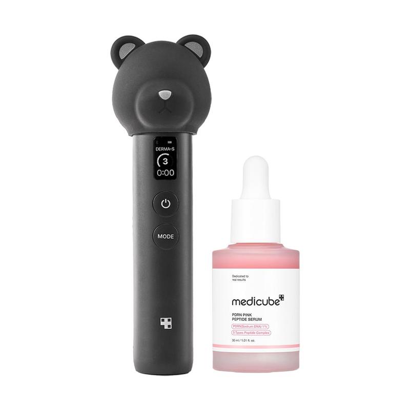 [LIVE Exclusive] [medicube] Booster Pro Black Bear Edition w/ SkincareㅣDeep Vita C Capsule Cream, Collagen Jelly Cream, Kbeauty Viral Glass Glow Device for Glowy Glass Skin Medicube