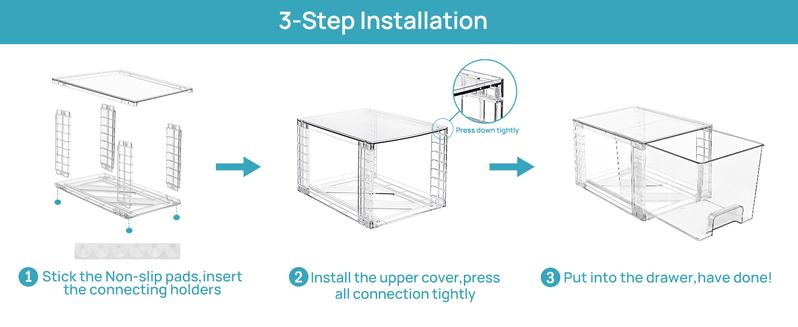 [Live Only] Vtopmart 6-8 Pack Transparent Stackable Drawer Organizer for Kitchen, Pantry, Makeup, Bathroom Storage Bins, Valentines Gift Ideas