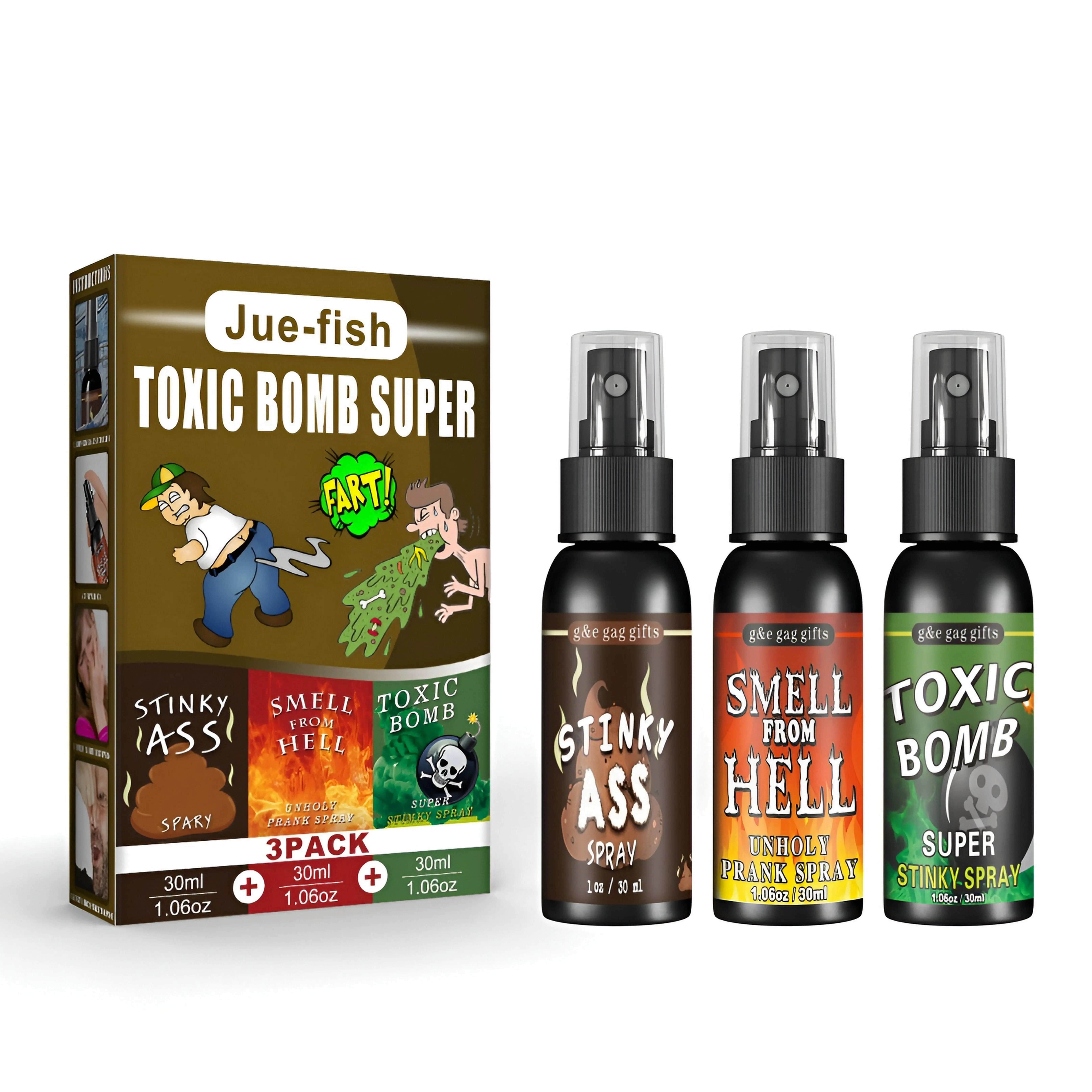 NEW April Fool's Day 3P Fart Spray Extra Strong Potent Stink Spray Non Toxic Fart Bomb Prank Stuff Hilarious Gag Gifts For Adults Or Kids
