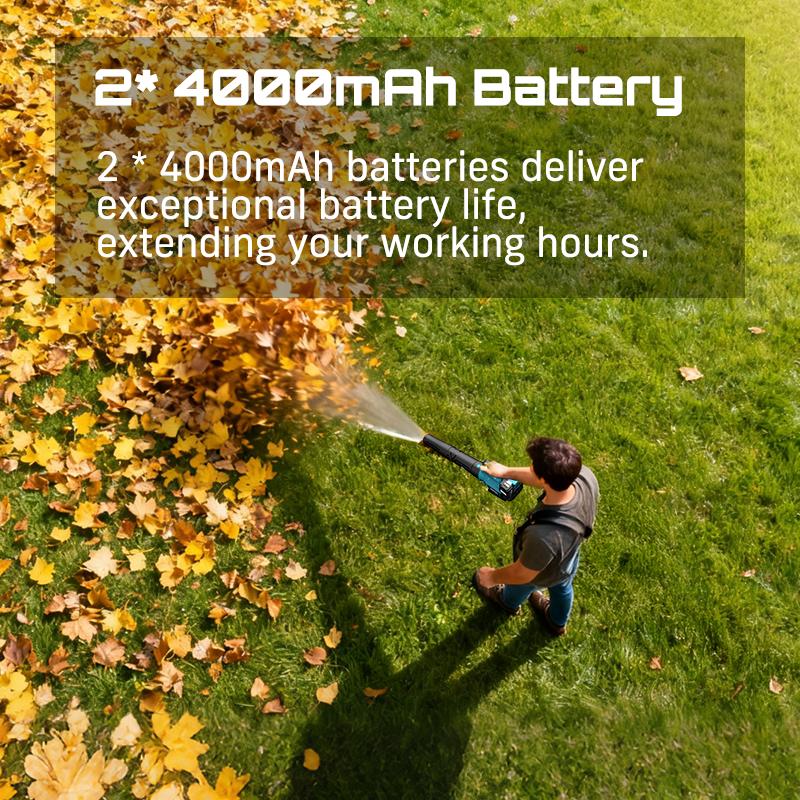 SEESII 40V Cordless Leaf Blower with 680CFM/210MPH Brushless Motor, 2x 4000mAh Batteries & 2 Chargers, Variable Speed & Turbo Button for Lawn Care & Debris Removal